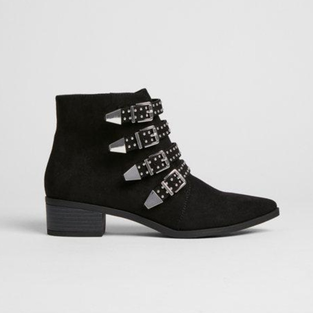 Express Suede Buckle Booties